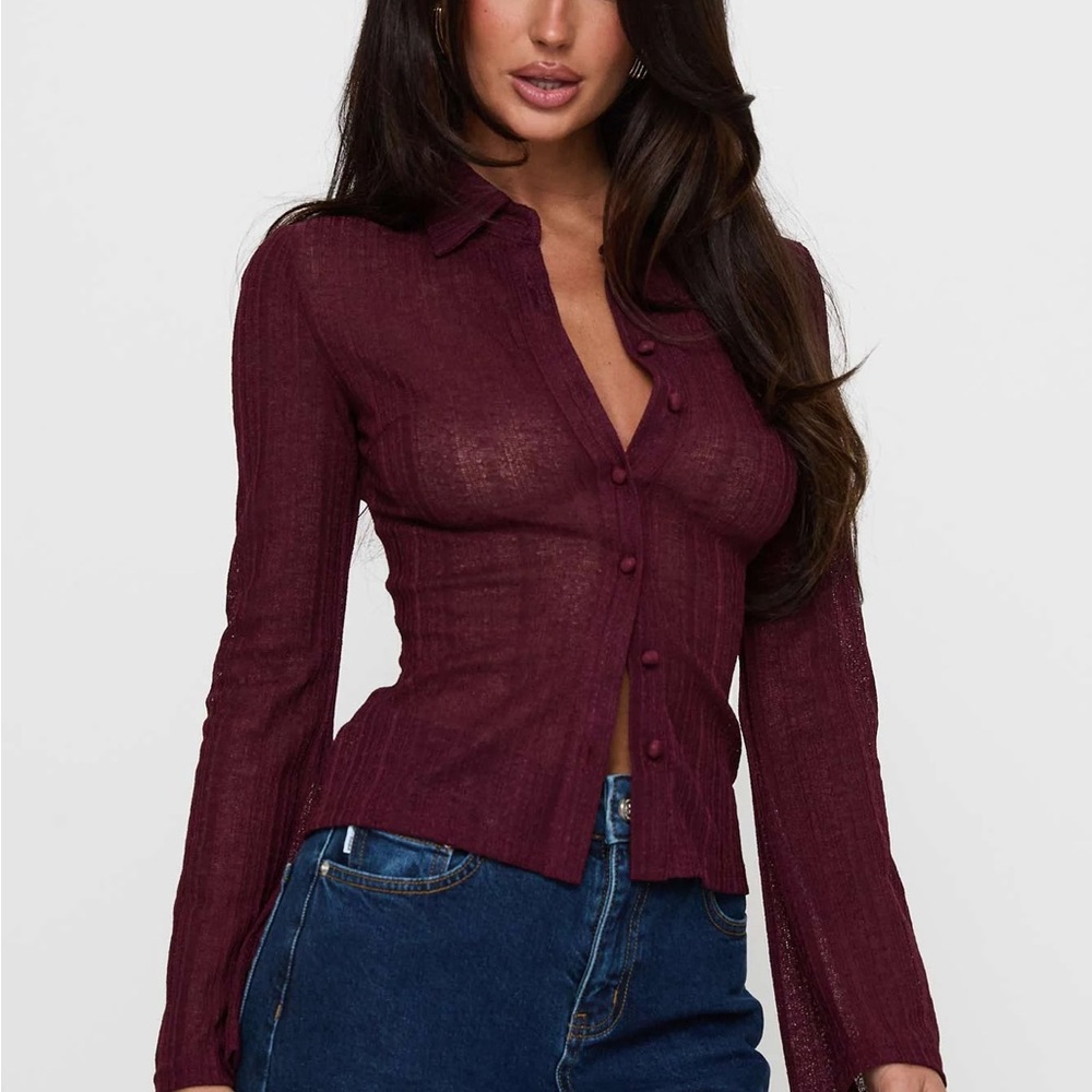 Princess Polly when you sleep long sleeve top in wine size 4